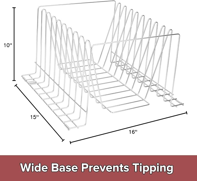 Thirteen Chefs Stainless Steel Cutting Board Rack - Ten 1" Slots fits Baking Sheets, Pans and Lids - Commercial Grade Organizer and NSF Stamped for Restaurants and Kitchens