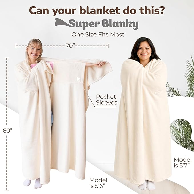 Super Blanky Wearable Blankets for Women, Adult Wearable Blanket Men, Mother's Day Gifts for Her, Wife Birthday Gift Ideas