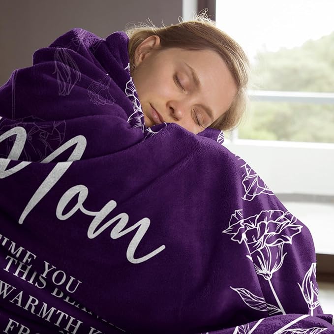 GiltGlimmer Gifts for Mom Mothers Day, Mom Birthday Gifts Blanket, Moms Gift for Women from Daughter Son, We Love You Present for Mother Mommy Christmas 80" x 60", Purple