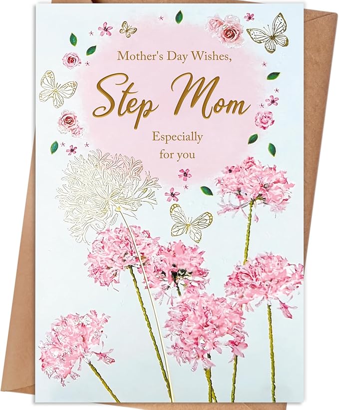 Happy Mothers Day Card Gifts for Stepmother，Stepmom Mother's Day Card, Stepmom Appreciation Card