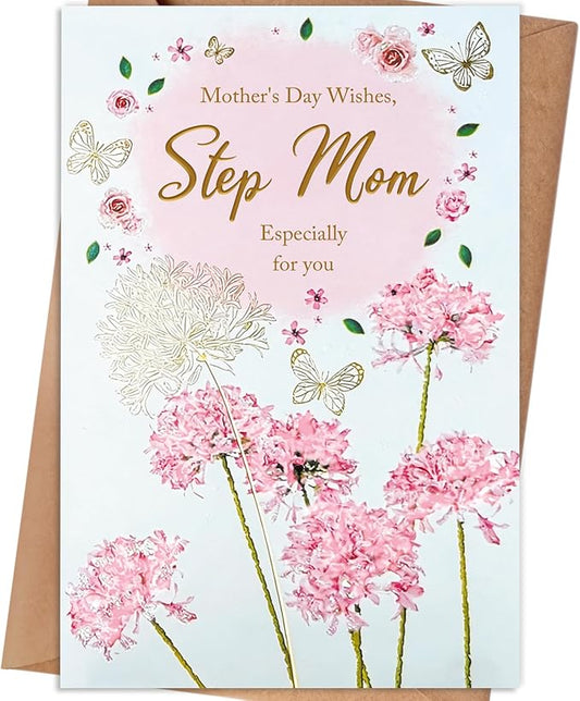 Happy Mothers Day Card Gifts for Stepmother，Stepmom Mother's Day Card, Stepmom Appreciation Card