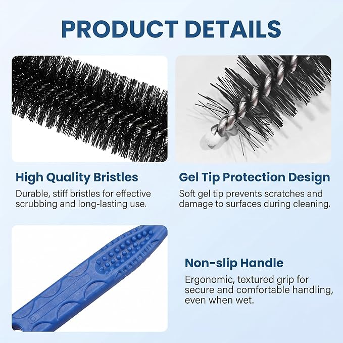 Dryer Vent Cleaner Kit 5PCS, Flexible Cleaning Brush Set with Long Pipe Brush and Drain Snake Tool for Dryer Lint, Sink Shower Pipe, Refrigerator Coil, Home Vent Cleaning Tool
