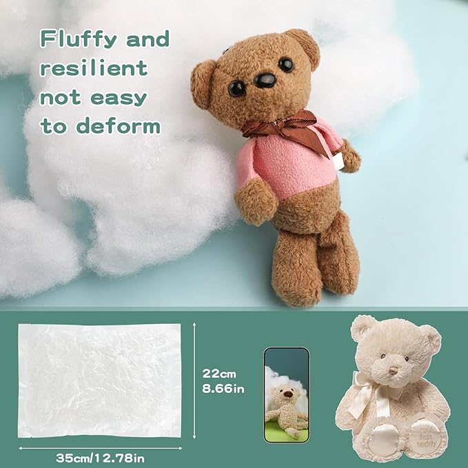 Jmuiiu 1.8oz Polyester Fill, Premium Polyester Fiberfill, Recycled Polyester Fiber, Stuffing for Stuffed Animals, High Resilience Stuffing Fluff Fiberfill for Filling, Animals
