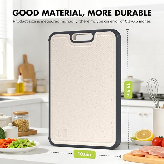 Sumzzz Titanium Cutting Board for Kitchen, Cutting Board Double Sided Food Grade, Pure Titanium/PP, Easy to Clean Large Size 16”×10”
