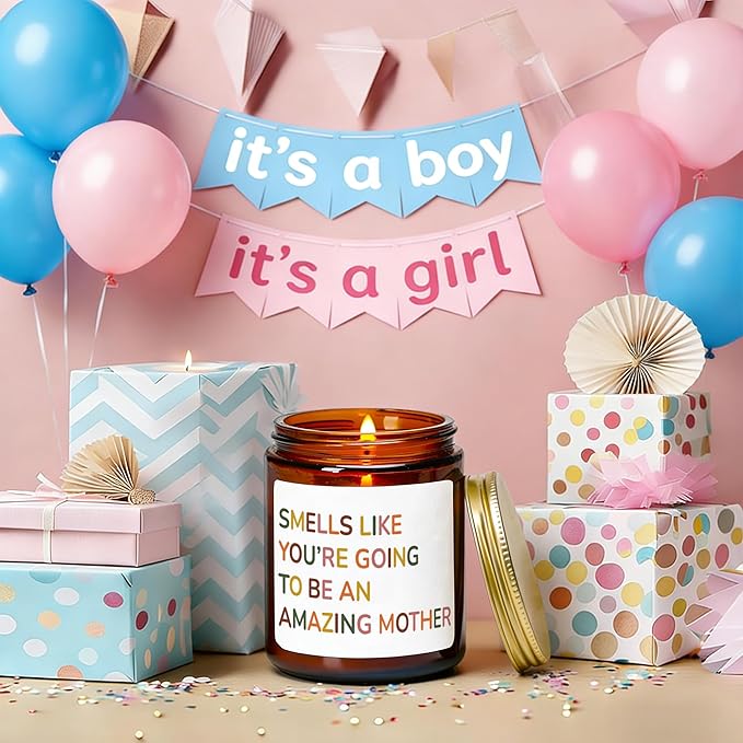 Mothers Day Candle Gifts for Mom - New Mom Gifts After Birth Funny Mommy Pregnant - Gender Reveal Gift - Best Postpartum Gift for Mother, 7oz, Sandalwood Scented Candles