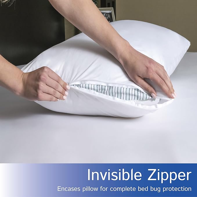 Travel Size Pillow Protectors (Set of 2) - 13x16 Pillow Covers Waterproof Hypoallergenic Dust Proof Zippered Encasement