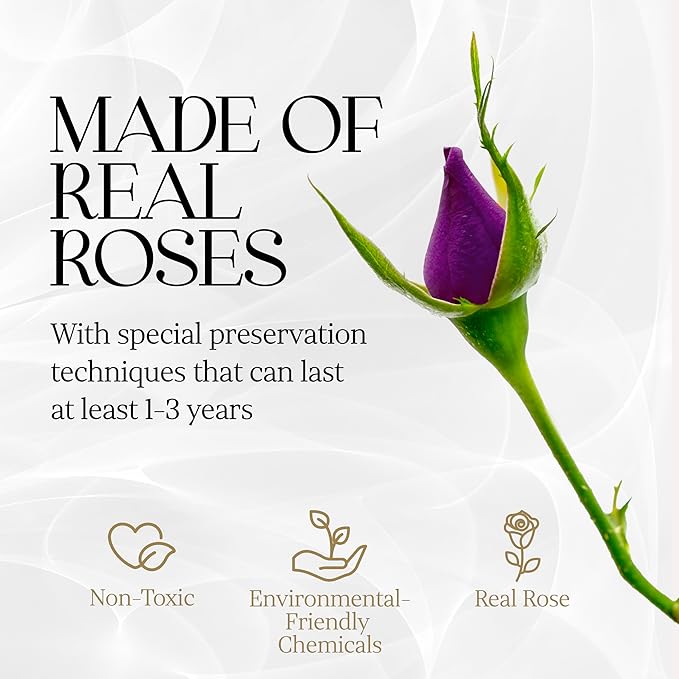 GLAMOUR BOUTIQUE 7 Flower Forever Heart Shape Box, for Mom, Eternal Preserved Roses Gift for Her, Him, Lasting Flowers Bouquet, for Birthday, Anniversary, Purple (Color-Treated)