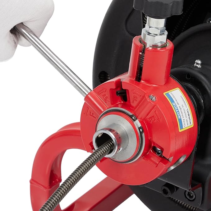 Electric Drain Auger Auto-Feed, 75ft x 1/2" Drain Cleaner Machine with 6 Cutters & Glove, Sewer Snake for 2 to 4 Inch Pipes