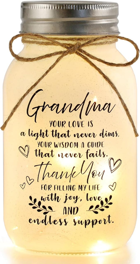 Maracco Mothers Day Gifts for Grandma from Grandkids, 30oz Large Mason Jar Lights for Grandma, Grandmother Nana Birthday Gifts for Home Decor, Grammy Gift