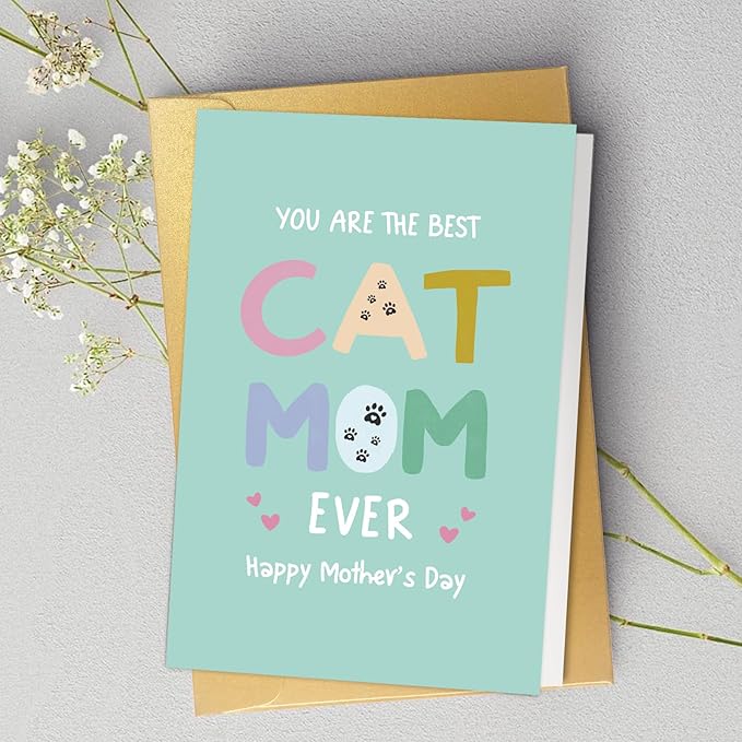 Spercy Funny Mothers Day Card for Cat Mom, Humorous Mothers Day Card for Cat Lovers, You Are the Best Cat Mom Ever