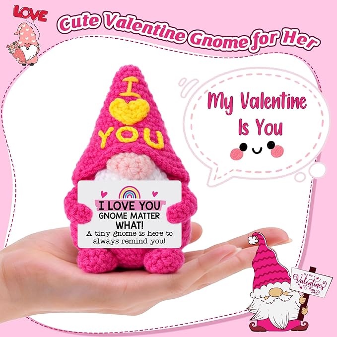 Gifts for Girlfriend Her Anniversary - Cute Crochet Gnome Gift for Wife Women Boyfriend Husband Him Couple, Mothers Mother's Day Birthday Wedding Romantic Long Distance Sweetest Day Gift
