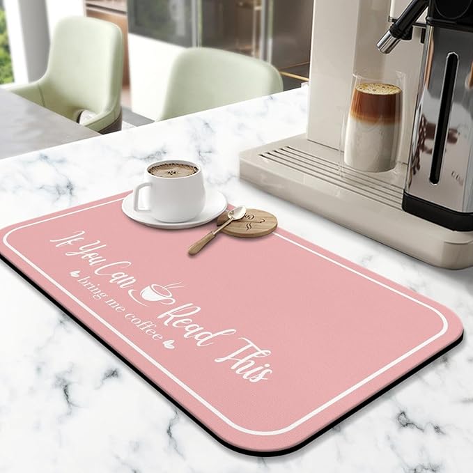 Coffee Bar Mat for Countertops 31.5inx17in,Absorbent Hide Stain Anti-Slip Cafe Bar Accessories Fit Under Coffee Machine Mat,Dish Drying mats for Kitchen