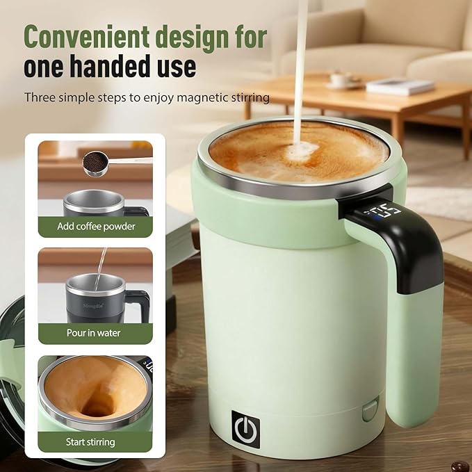 Electric Coffee Mug Cup Self Stirring Coffee Tumbler Travel Coffee Mug Warmer Automatic Magnetic Stirring Coffee Mug Coffee Travel Mug Stirring Cups Coffee Mug Warmer (Purple)