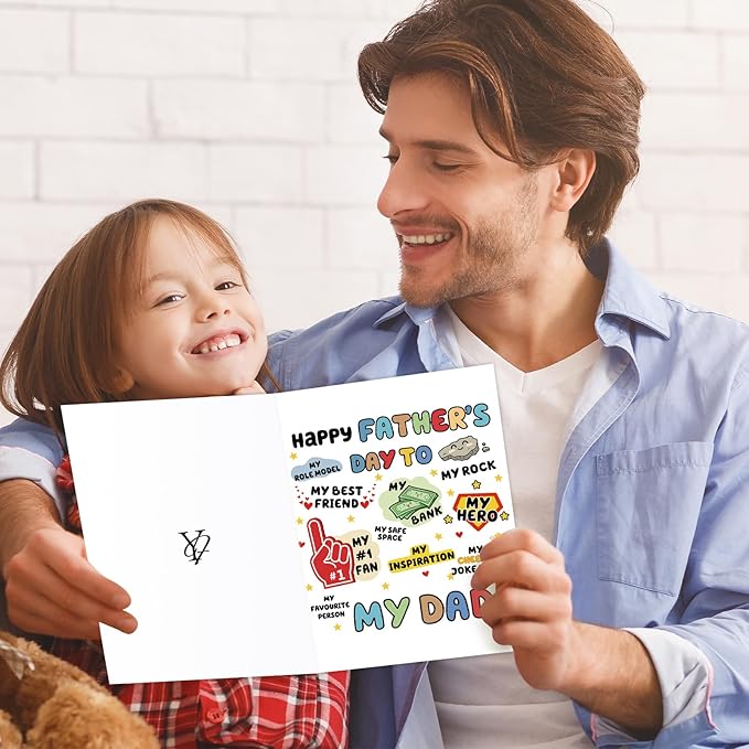 FANCYLUCKY Happy Fathers Day Card Gifts from Daughter Son, Funny Father's Day Card for Dad, Cute Dad Card