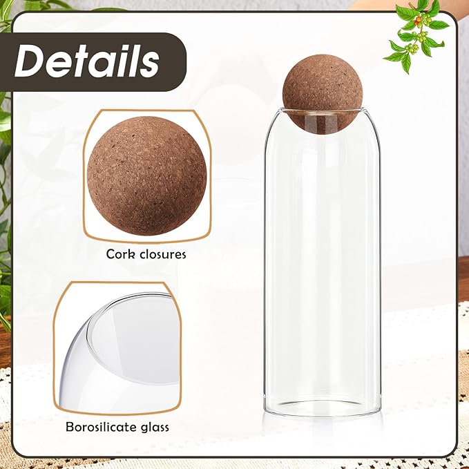 Suclain 6 Pcs Glass Jars with Cork Ball Lid Farmhouse Kitchen Canisters Coffee Bar Countertop Container Rustic Storage Jars for Bean Nut Sugar Coffee Tea Organizer Housewarming Gift (40 oz)