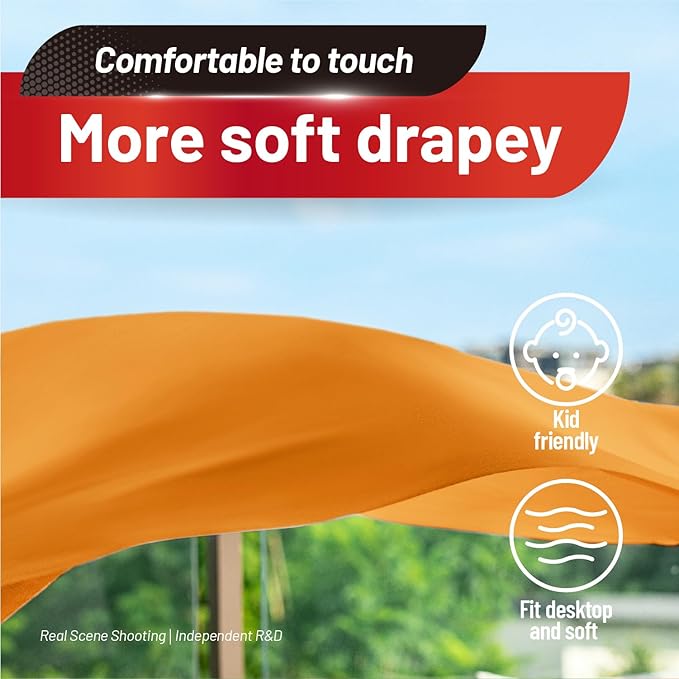 Plastic Table Cloth, 110 Ft X 54 in Disposable Tablecloth Orange Tablecloth Premium PEVA Plastic Table Cloth Disposable with Any Cut Sliding Cutters for Picnics, Parties, Birthdays, Festivals