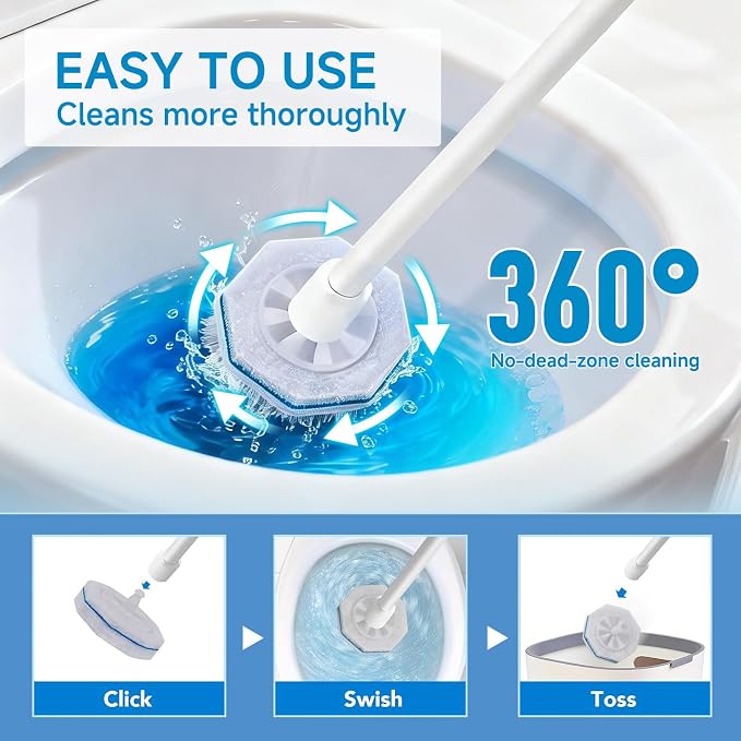 Toilet Bowl Cleaner Replacement Heads, 50 Pack, Compatible with Clorox ToiletWand, Preloaded Cleaning Pads, Snap-On Hygienic Refill