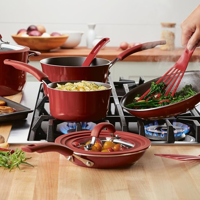 Rachael Ray 14753 11-Piece Nonstick Cookware Set - Red