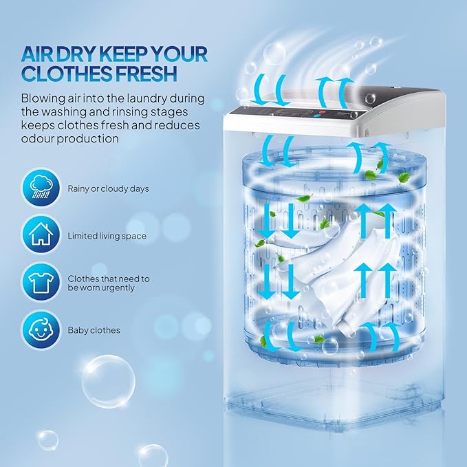 ROVSUN 25LBS Portable Washing Machine, Full-Automatic Electric Laundry Machine with Stainless Steel Drum, Compact Washer and Spin Dryer Combo with Drain Pump for Home, Apartment