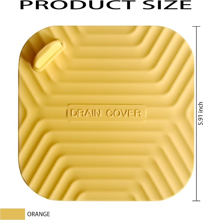 Shower Drain Cover Tub Stopper,2 Pieces Sewer Anti-Odor Mat Deodorizing Drain Plugs for Kitchen,Bathroom and Laundry(5.9x5.9 inch) Yellow