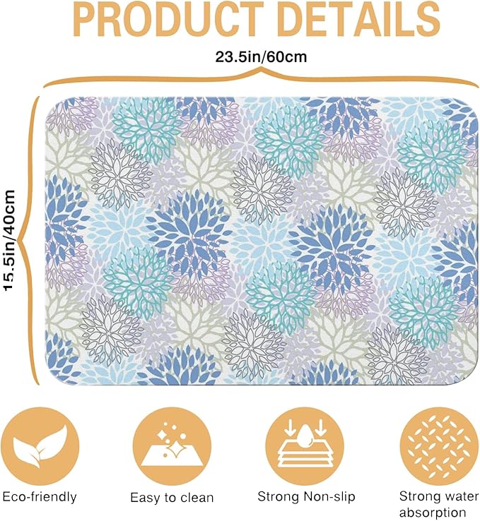 Kitchen Countertop Dish Drying Mat,Super Absorbent Coffee Bar Mat for Maker Espresso Machine, Anti-Slip Accessories for Kitchen Countertops 23x15 Inch