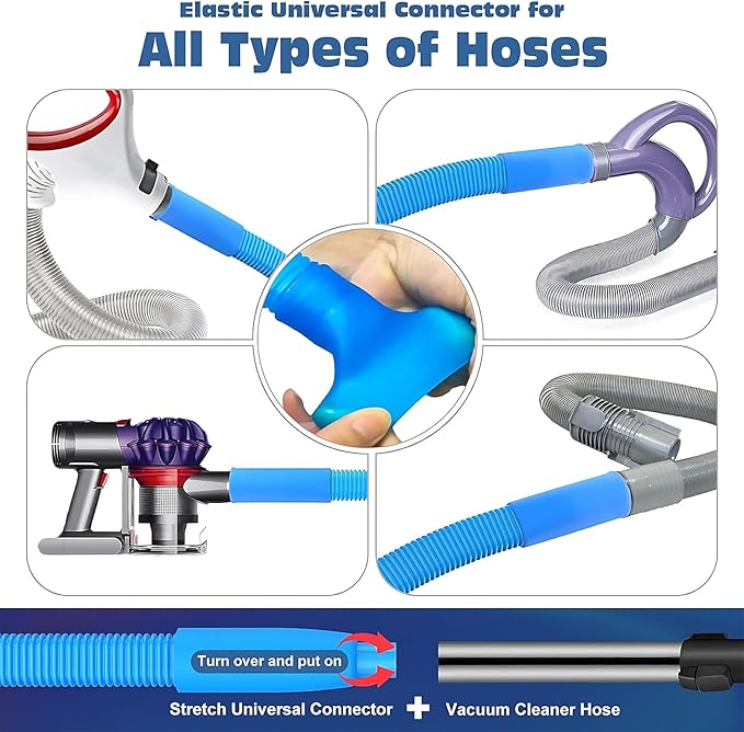 3 Pieces Dryer Vent Cleaner Kit: Vacuum Hose With Brush & Gloves Fits for Vacuums Cleaner, Refrigerator Condenser Coils, and Tight Spaces Behind Appliances, Deep Cleaning Tools for Clogged Ducts