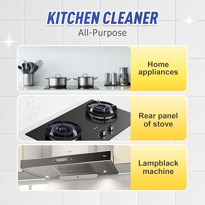 120ml Kitchen Degreaser Spray Cleaner All Purpose, Heavy Duty Grease Cleaner for Gas Stove, Range Hood, Air Fryer, BBQ Grill, Cookware & Countertop Cleaner, Cleaning Supplies for Housekeeping, 2 Pack