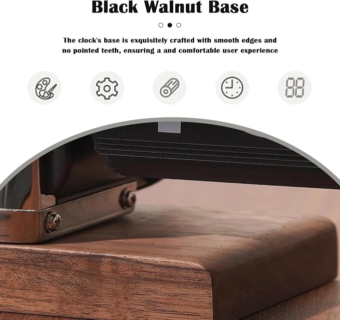 VBESTLIFE Retro Digital Flip Down Clock, Battery Powered Internal Gear Operated Clock, Classic Mechanical, Black Walnut Base, for Home & Office Decor (Blue)