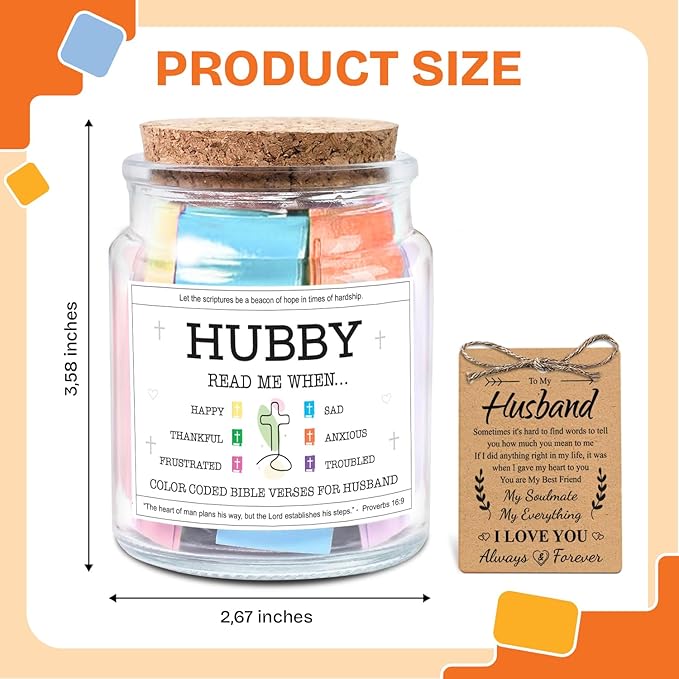 NewEleven Gifts For Husband - Christian Gifts For Him, Husbands - Gift for Husband from Wife Birthday - Meaningful Presents For Hubby From Wife, Her - Bible Verse Jar