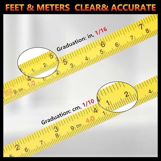 200ft/61m Open Reel Long Steel Tape Measure, 1/2" Nylon-Coated Steel Blade, Dual Inch/Metric Scales, ABS Impact-Resistant Case for Construction, Surveying, Orange