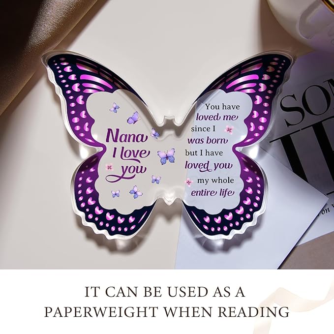 Mothers day Nana Gifts, Gifts for Nana, Nana Birthday Gift from Grandchild - Butterfly Acrylic Plaque for Christmas Valentines Mothers Day Thanksgiving