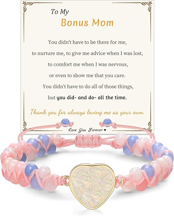 Mothers Day Gifts for Daughter Granddaughter, To My Mom Grandma Wife Girlfriend Sister Jasper Heart Bracelets Birthday Anniversary Christmas Stocking Stuffers Valentines Day Jewelry