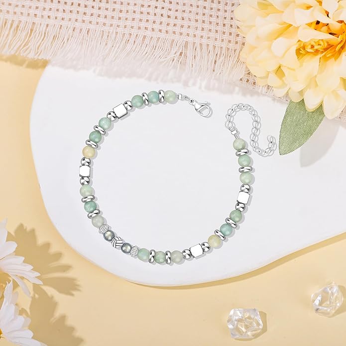 JoycuFF 𝗚𝗶𝗳𝘁𝘀 𝗳𝗼𝗿 𝗪𝗼𝗺𝗲𝗻 𝗠𝗼𝗼𝗻𝘀𝘁𝗼𝗻𝗲 𝗕𝗿𝗮𝗰𝗲𝗹𝗲𝘁 Amazonite Colorful Imperial Jasper Stainless Steel Beads Bracelets, Mothers Day Birthday Christmas Valentines Graduation Gifts
