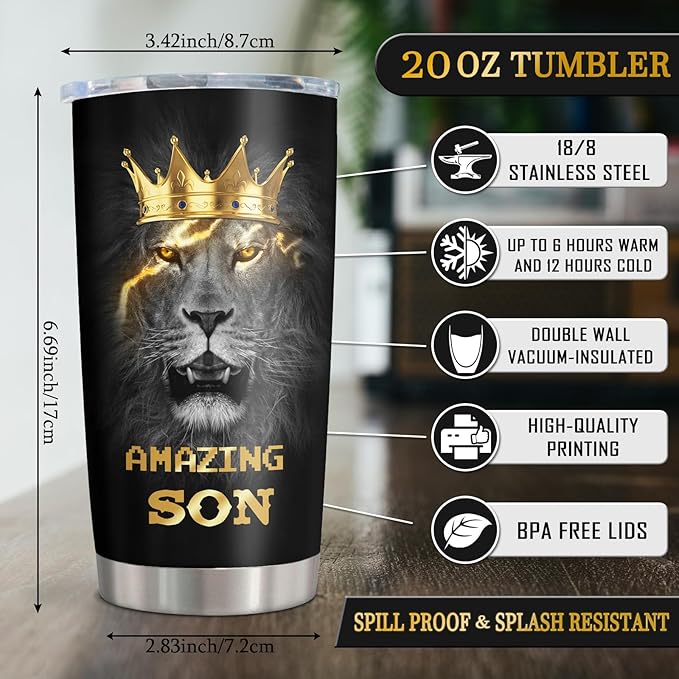 Muilzon To My Son Gifts Coffee Tumblers 20oz - Gifts for Grown Son from Mom Dad - Graduation Christmas Birthday Gift Ideas for Sons Coffee Mug Cup