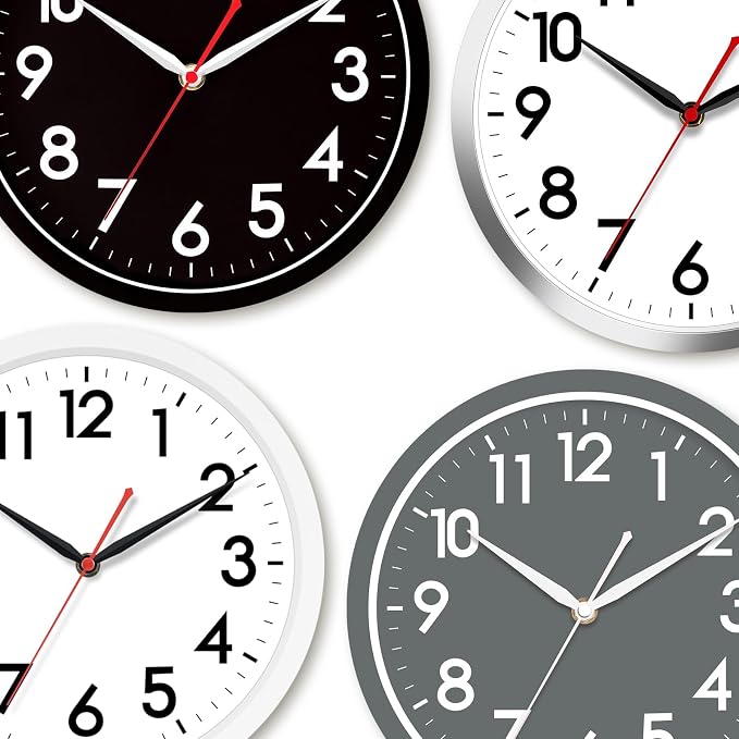AKCISOT 10 Inch Wall Clock, Battery Operated Analog Clock, Silent Non-Ticking, Ideal for Bedroom, Bathroom, Kitchen, Office and School, Black