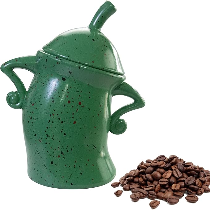Canister with Attitude, 27OZ Plastic Coffee Canister with Lid, Cookie Jar, Cute Airtight Food Storage Container, Pantry Jar for Loose Tea Sugar Spice, Snack, Coffee Bar Decor (Green)
