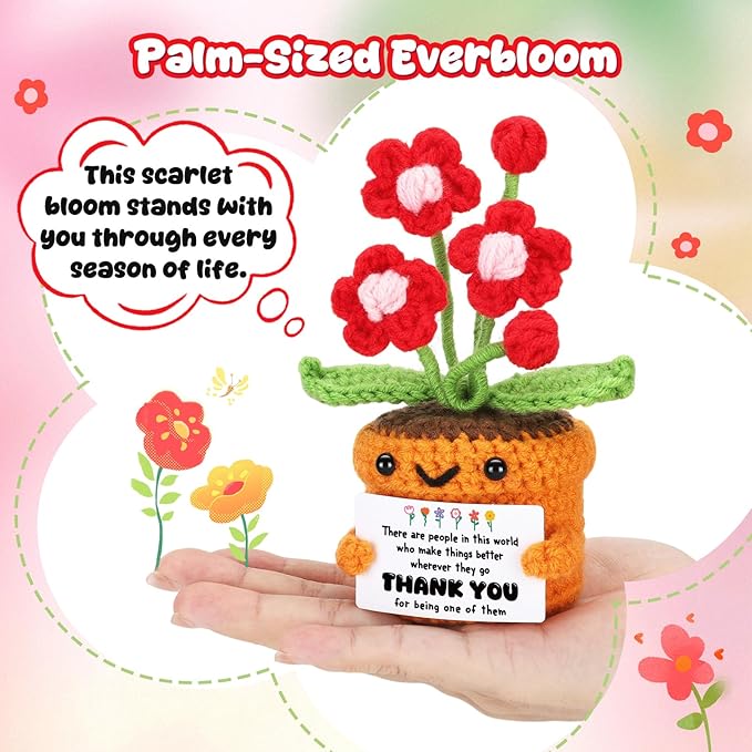 Agantree art Thank You Gifts for Women - Appreciation Gifts for Teacher Paraprofessional Employee Assistant Principal Volunteer - Crochet Flower - Graduation End of Year Teacher Gifts for Nurse