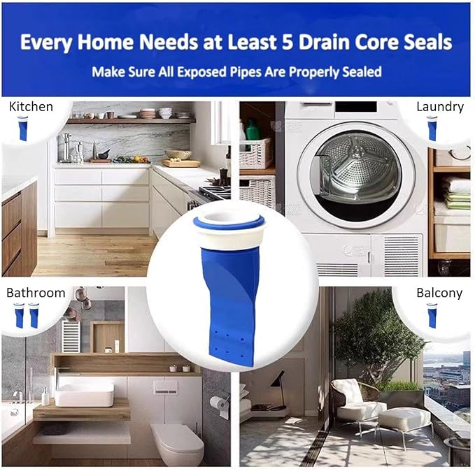 5 Pack Thickened Adjustable Silicone Floor Drain Backflow Preventer, Anti-Odor Sewer Core, One-Way Valve Fits 40mm to 50mm Drain Pipe, Deodorant Seal for Bathroom Kitchen Shower