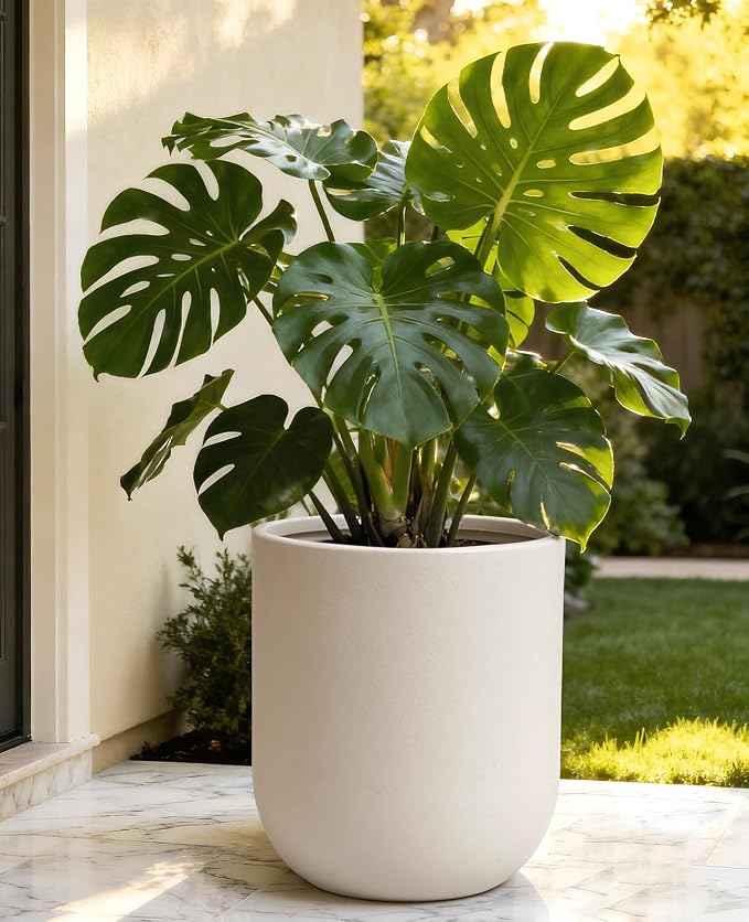 homenote Flower Pots 13 Inch,Large Plant Pots Indoor with Drainage,Plastic Pots for Plants,Garden Pots for Outdoor,Large Planters for Indoor Plants,Big Plastic Planter,White
