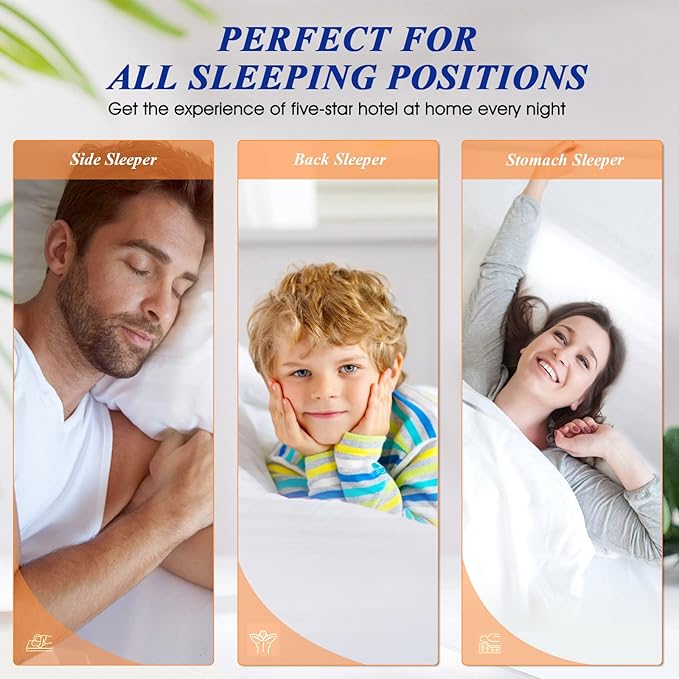 SEMZSOM Bed Pillows for Sleeping, Queen Size Set of 2 Luxury Hotel Pillows with Premium Soft Down Alternative Filling for Back, Stomach and Side Sleepers