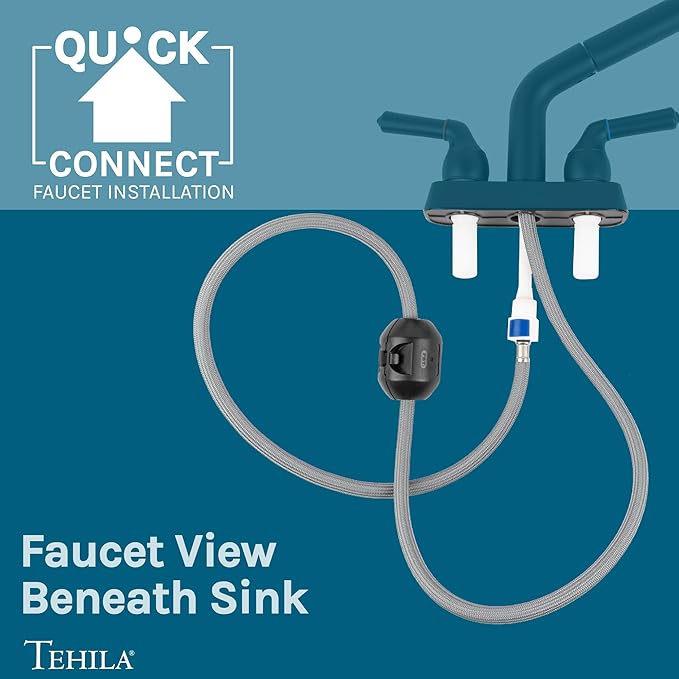JS Jackson Supplies Dual Handle Pull Out Faucet, Black Finish, 4 Inch Center Set, Universal Utility Sink or Laundry Tub ABS Plastic Faucet with Spray Setting
