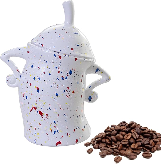 Canister with Attitude, 27OZ Plastic Coffee Canister with Lid, Cookie Jar, Cute Airtight Food Storage Container, Pantry Jar for Loose Tea Sugar Spice, Snack, Coffee Bar Decor (White)