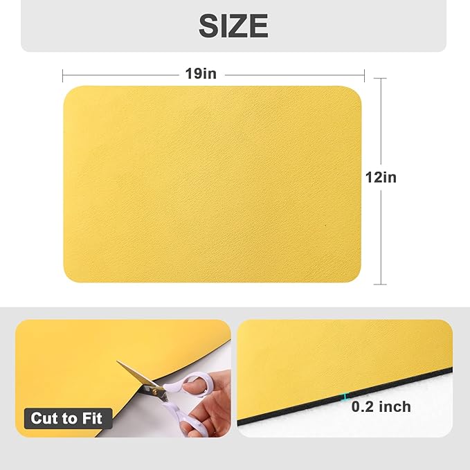 Ecotrim Absorbent Coffee Mat , Stain Hiding PU Leather Surface, Non-Slip Natural Rubber Backing, Quick Dry Mat for Espresso Machine, Kitchen Counter ,Yellow | 12" x 19"