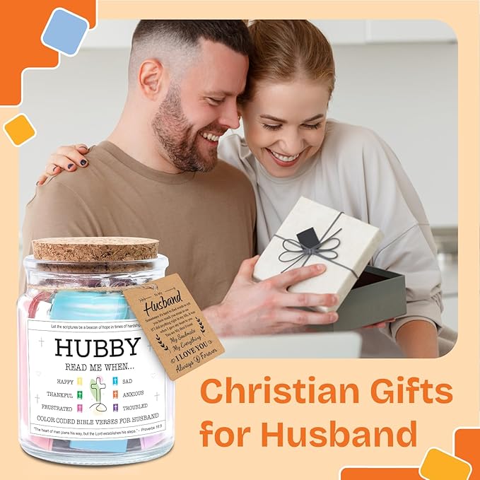 NewEleven Gifts For Husband - Christian Gifts For Him, Husbands - Gift for Husband from Wife Birthday - Meaningful Presents For Hubby From Wife, Her - Bible Verse Jar