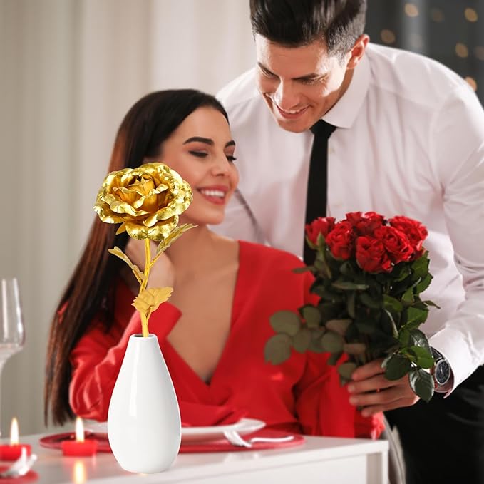 Gifts for Mom Grandma Wife, First Mothers Day for New Mom Gifts from Daughter Son Husband, Presents for Women Rose Flower with Vase on Mother's Day Valentines Christmas Anniversary
