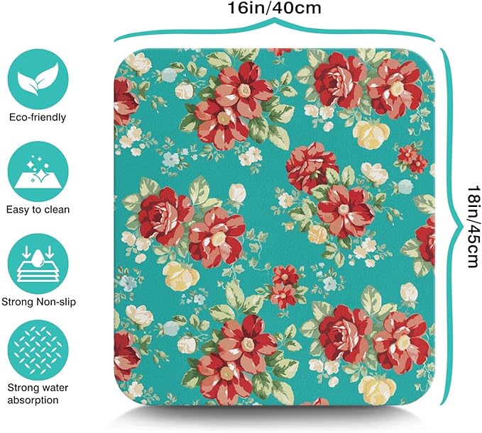 Coffee Bar Mat Accessories for Countertop Absorbent Hide Stain Rubber Backed Dish Drying Mats for Kitchen Counter Draining Pad Decor Gift (18x16in)
