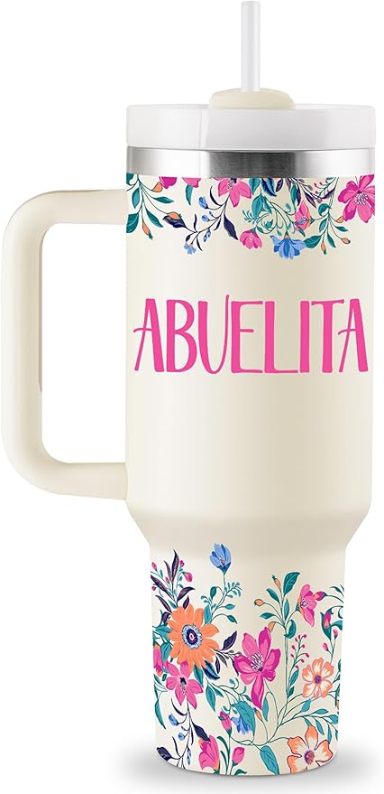 ROSTANTEN Abuelita Gifts Mothers Day Gifts for Abuelita Regalos Para Abuelita Feliz Cumpleaños Abuelita Abuela Gift for Birthday Christmas 40oz Travel Cup Insulated Tumbler with Lid & Straw