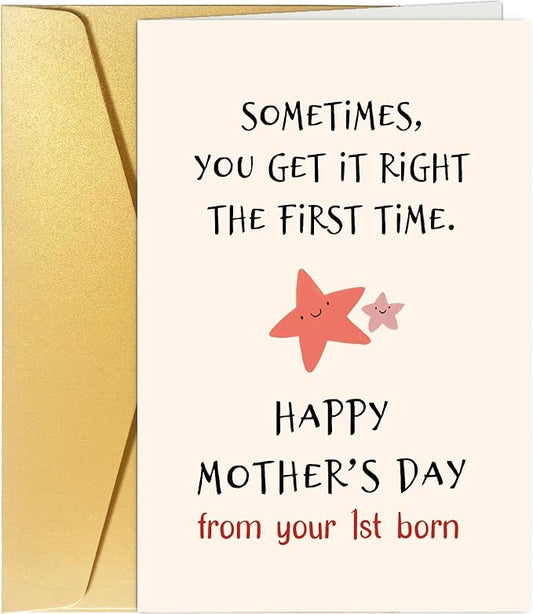 Spercy Funny Mother's Day Card from First Born, Funny Mothers Day Card From The Oldest Child, Sarcastic Mothers Day Gift from Daughter Son