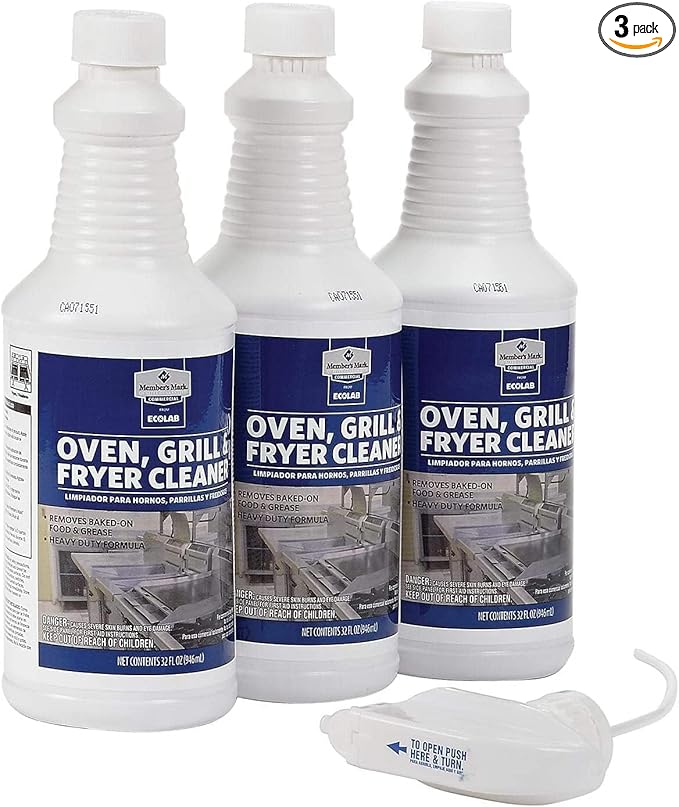 Oven Grill and Fryer Cleaner with Stainer Value Pack (32 oz, 3 pk) Heavy Duty Commercial Cleaner