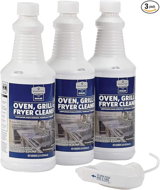 Oven Grill and Fryer Cleaner with Stainer Value Pack (32 oz, 3 pk) Heavy Duty Commercial Cleaner